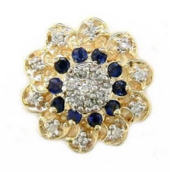 A2656 14K FLOWER SLIDE WITH 17 DIAMONDS & 10SAPPHIRE 